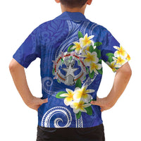Northern Mariana Islands Chamorro Hawaiian Shirt Plumeria Curves Style Navy Version