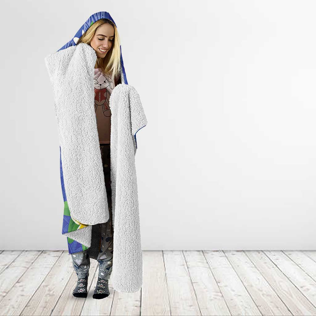 Northern Mariana Islands Chamorro Hooded Blanket Plumeria Curves Style Navy Version
