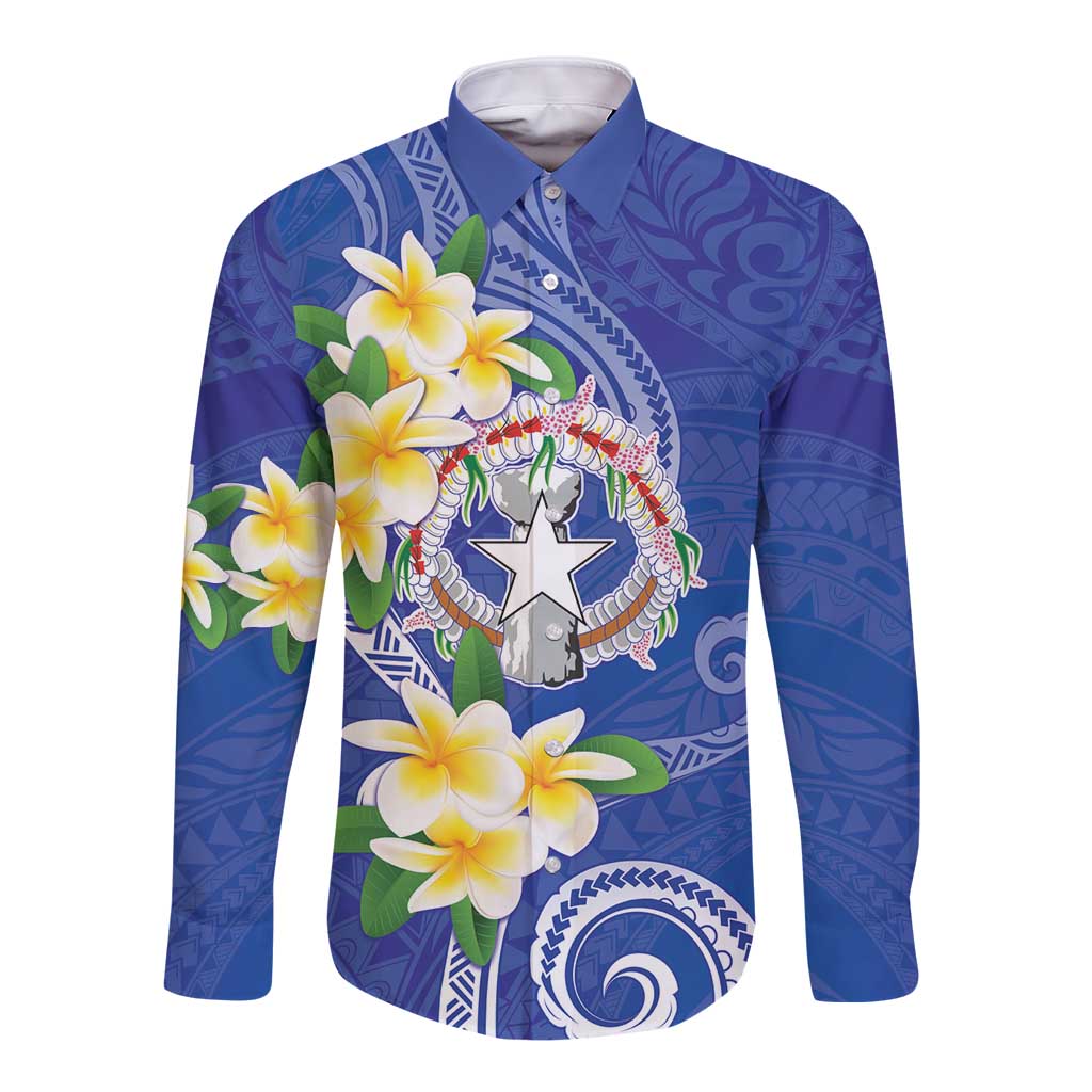 Northern Mariana Islands Chamorro Long Sleeve Button Shirt Plumeria Curves Style Navy Version LT05 Unisex Navy - Polynesian Pride