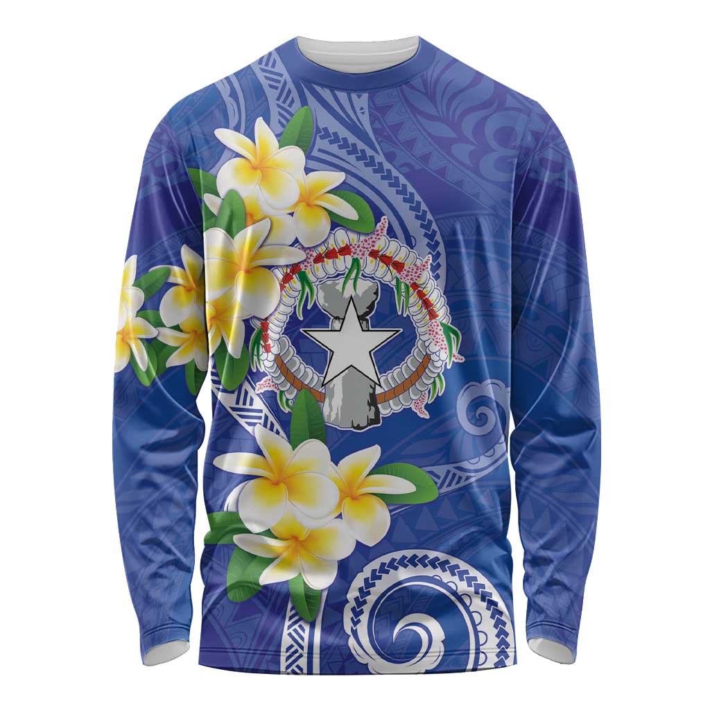 Northern Mariana Islands Chamorro Long Sleeve Shirt Plumeria Curves Style Navy Version LT05 Unisex Navy - Polynesian Pride