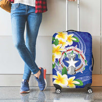Northern Mariana Islands Chamorro Luggage Cover Plumeria Curves Style Navy Version