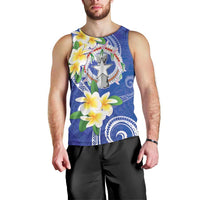 Northern Mariana Islands Chamorro Men Tank Top Plumeria Curves Style Navy Version