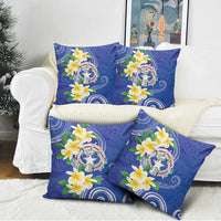 Northern Mariana Islands Chamorro Pillow Cover Plumeria Curves Style Navy Version