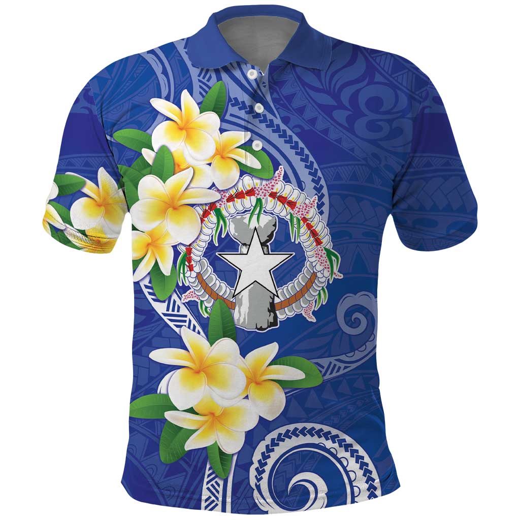 Northern Mariana Islands Chamorro Polo Shirt Plumeria Curves Style Navy Version