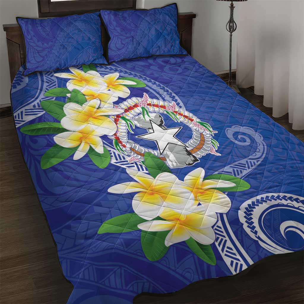 Northern Mariana Islands Chamorro Quilt Bed Set Plumeria Curves Style Navy Version LT05 Navy - Polynesian Pride