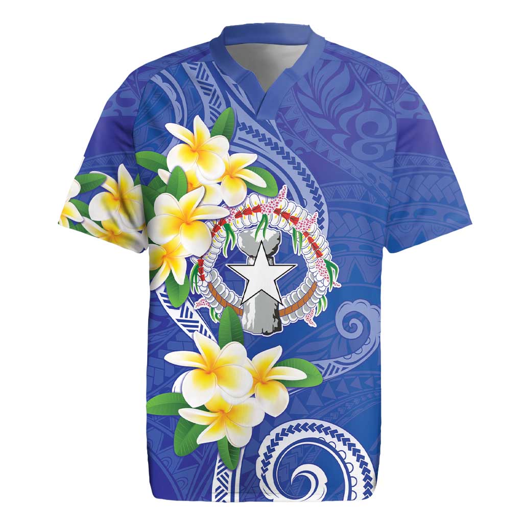Northern Mariana Islands Chamorro Rugby Jersey Plumeria Curves Style Navy Version