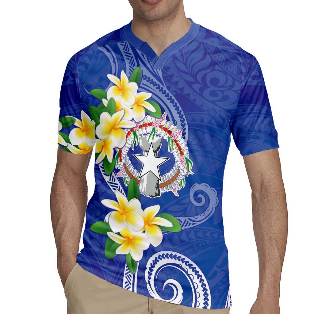 Northern Mariana Islands Chamorro Rugby Jersey Plumeria Curves Style Navy Version