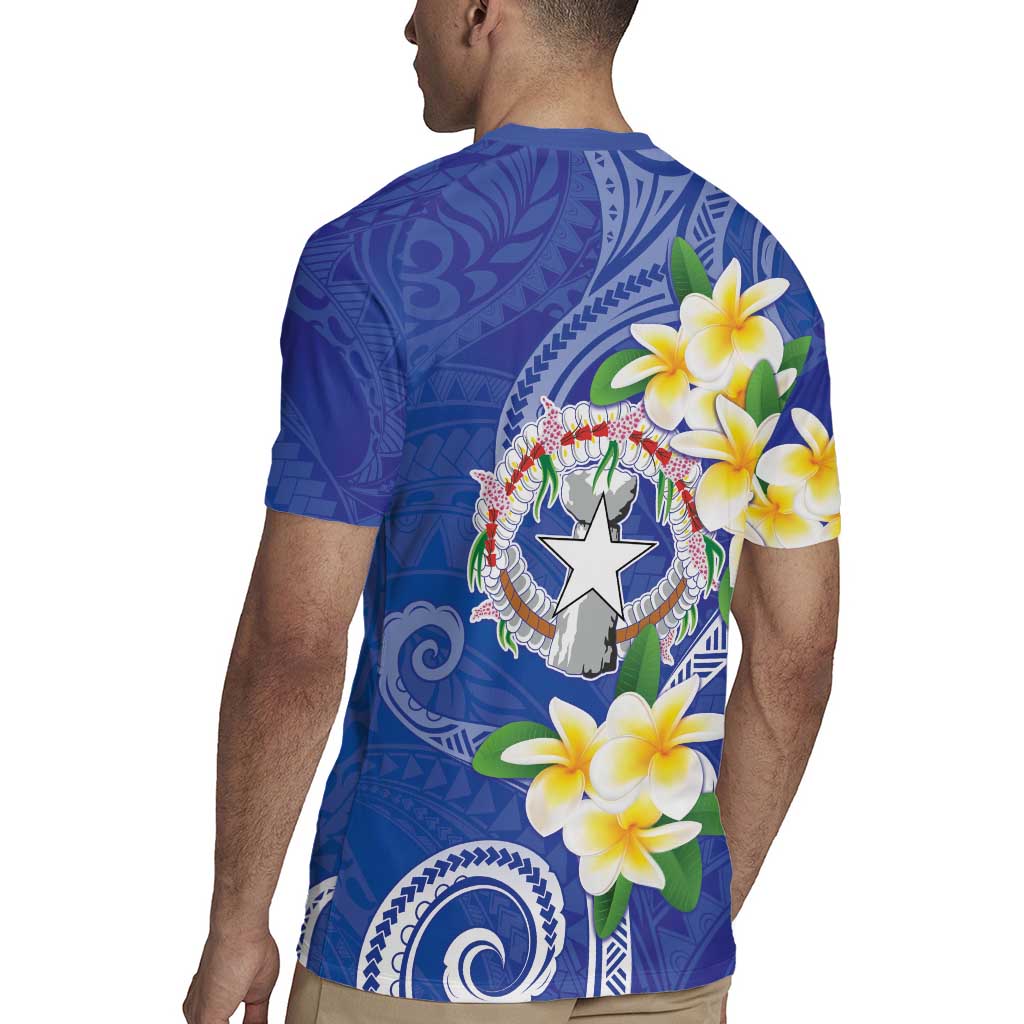 Northern Mariana Islands Chamorro Rugby Jersey Plumeria Curves Style Navy Version
