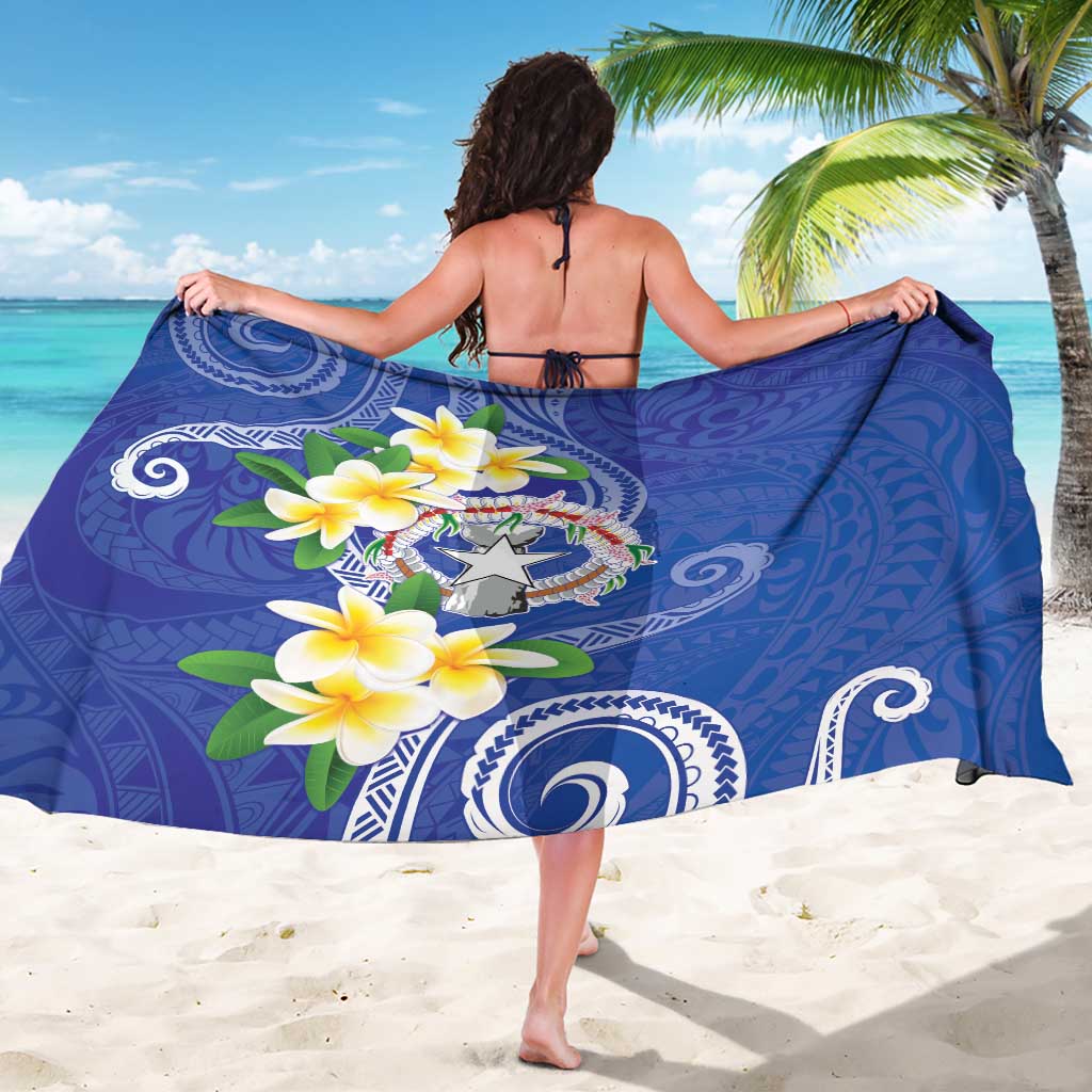 Northern Mariana Islands Chamorro Sarong Plumeria Curves Style Navy Version