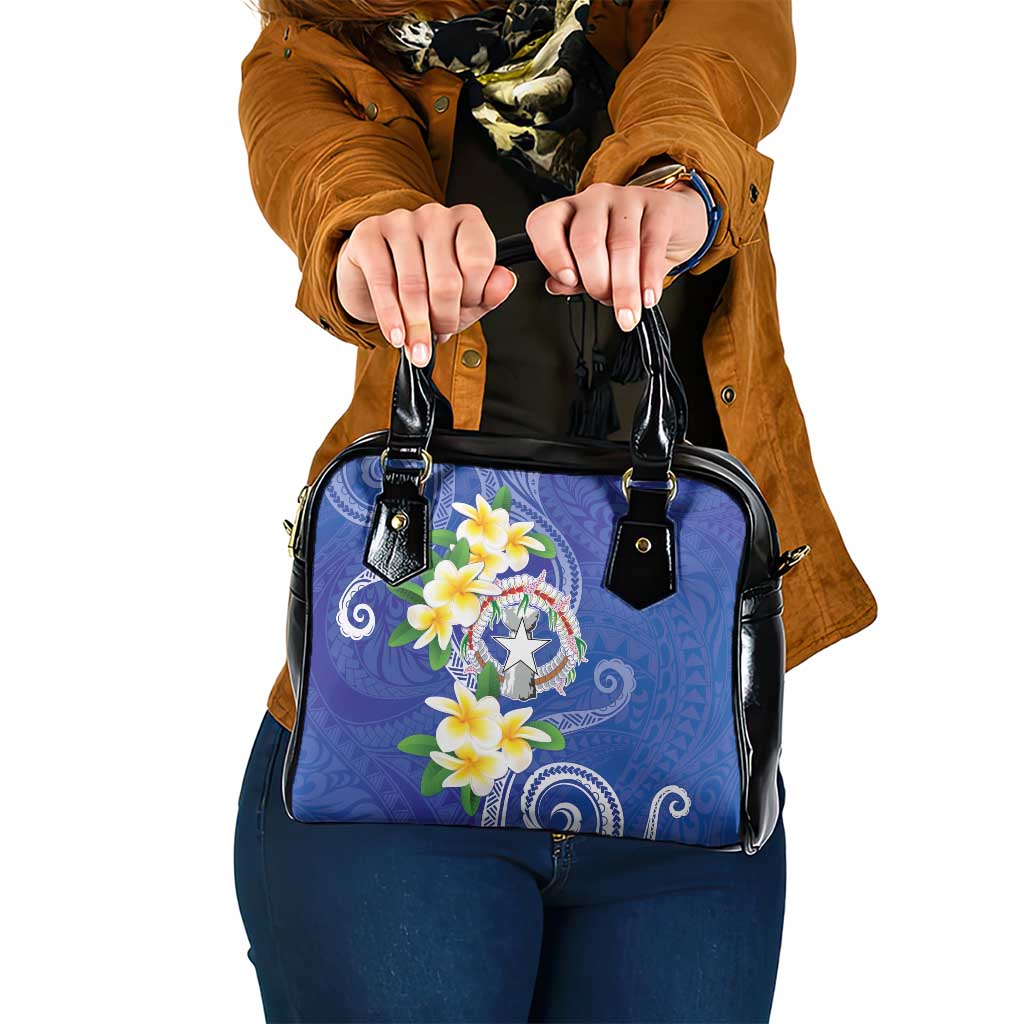 Northern Mariana Islands Chamorro Shoulder Handbag Plumeria Curves Style Navy Version LT05 One Size Navy - Polynesian Pride