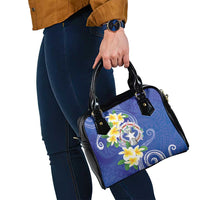 Northern Mariana Islands Chamorro Shoulder Handbag Plumeria Curves Style Navy Version