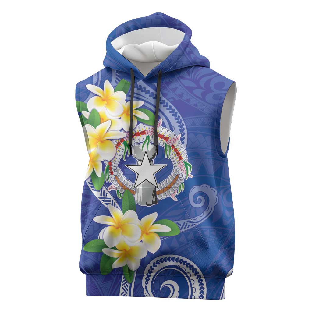 Northern Mariana Islands Chamorro Sleeveless Hoodie Plumeria Curves Style Navy Version LT05 Navy - Polynesian Pride