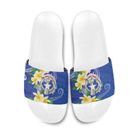 Northern Mariana Islands Chamorro Slide Sandals Plumeria Curves Style Navy Version