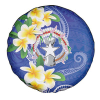 Northern Mariana Islands Chamorro Spare Tire Cover Plumeria Curves Style Navy Version