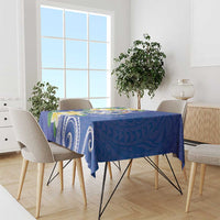 Northern Mariana Islands Chamorro Tablecloth Plumeria Curves Style Navy Version