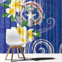 Northern Mariana Islands Chamorro Window Curtain Plumeria Curves Style Navy Version