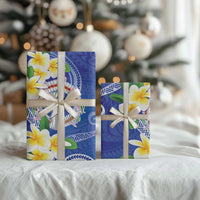 Northern Mariana Islands Chamorro Wrapping Paper Plumeria Curves Style Navy Version