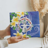 Northern Mariana Islands Chamorro Wrapping Paper Plumeria Curves Style Navy Version