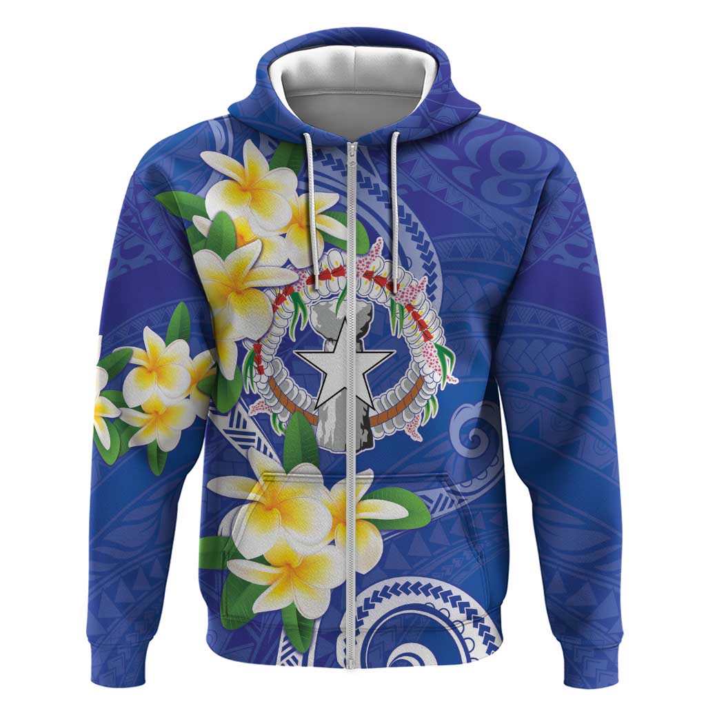 Northern Mariana Islands Chamorro Zip Hoodie Plumeria Curves Style Navy Version