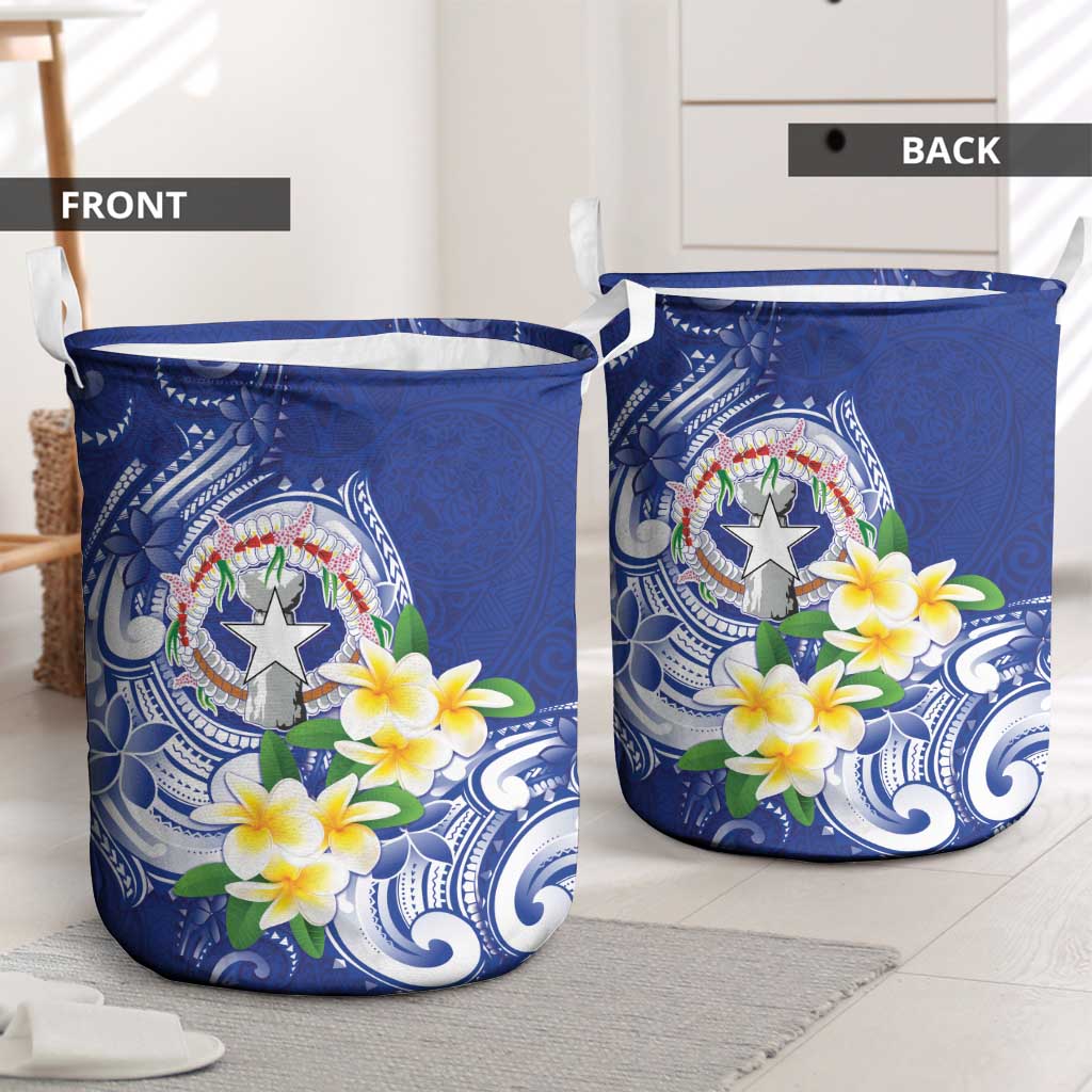Northern Mariana Islands Laundry Basket Polynesian Pattern With Frangipani