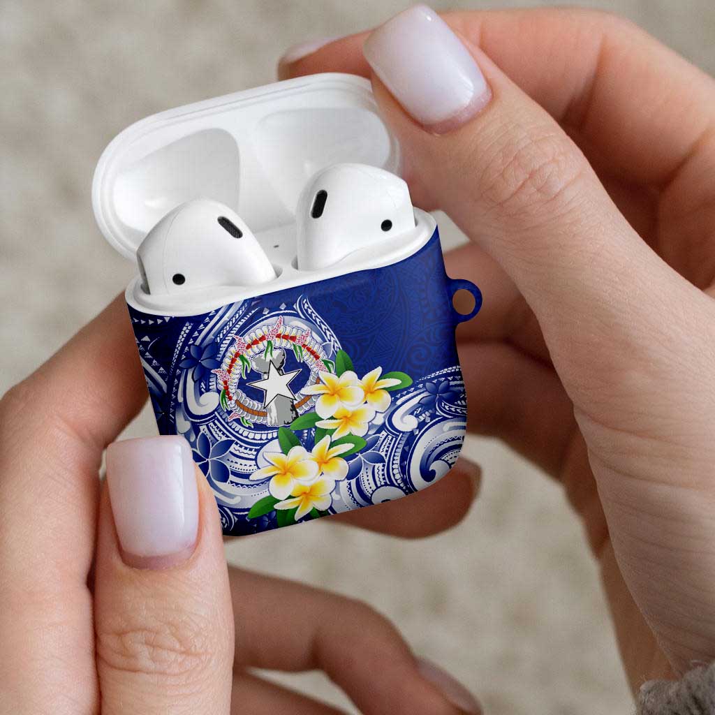 Northern Mariana Islands AirPods Case Polynesian Pattern With Frangipani