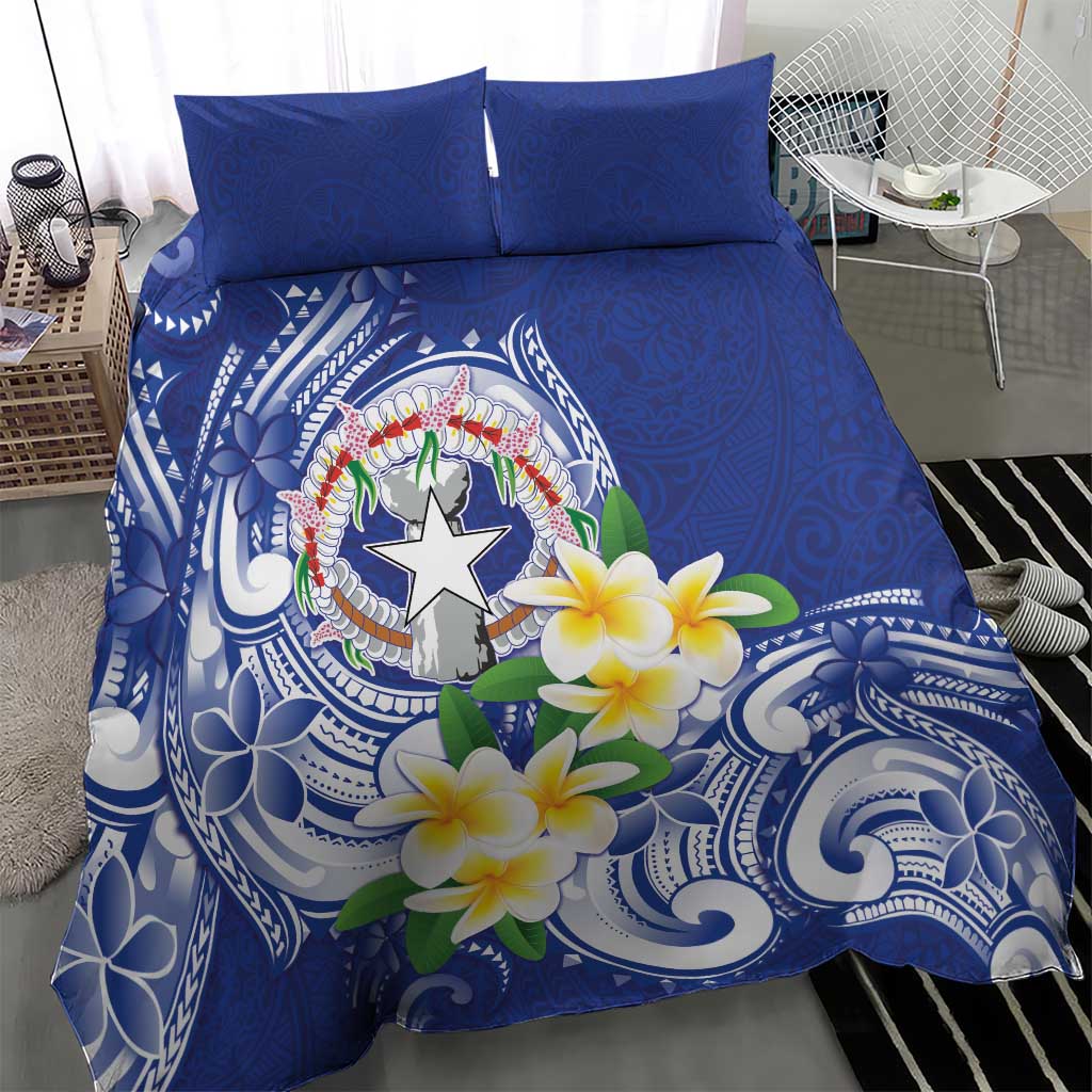 Northern Mariana Islands Bedding Set Polynesian Pattern With Frangipani