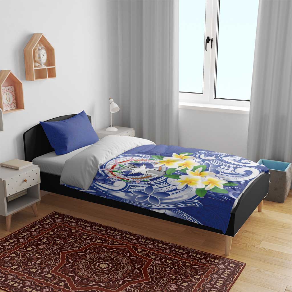 Northern Mariana Islands Bedding Set Polynesian Pattern With Frangipani