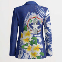 Northern Mariana Islands Blazer Polynesian Pattern With Frangipani