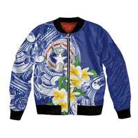 Northern Mariana Islands Bomber Jacket Polynesian Pattern With Frangipani
