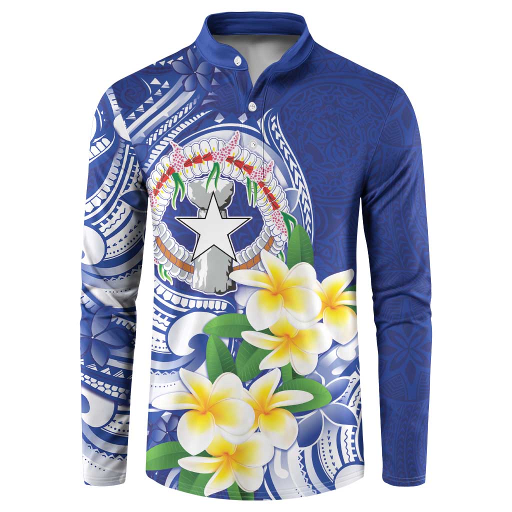 Northern Mariana Islands Button Sweatshirt Polynesian Pattern With Frangipani