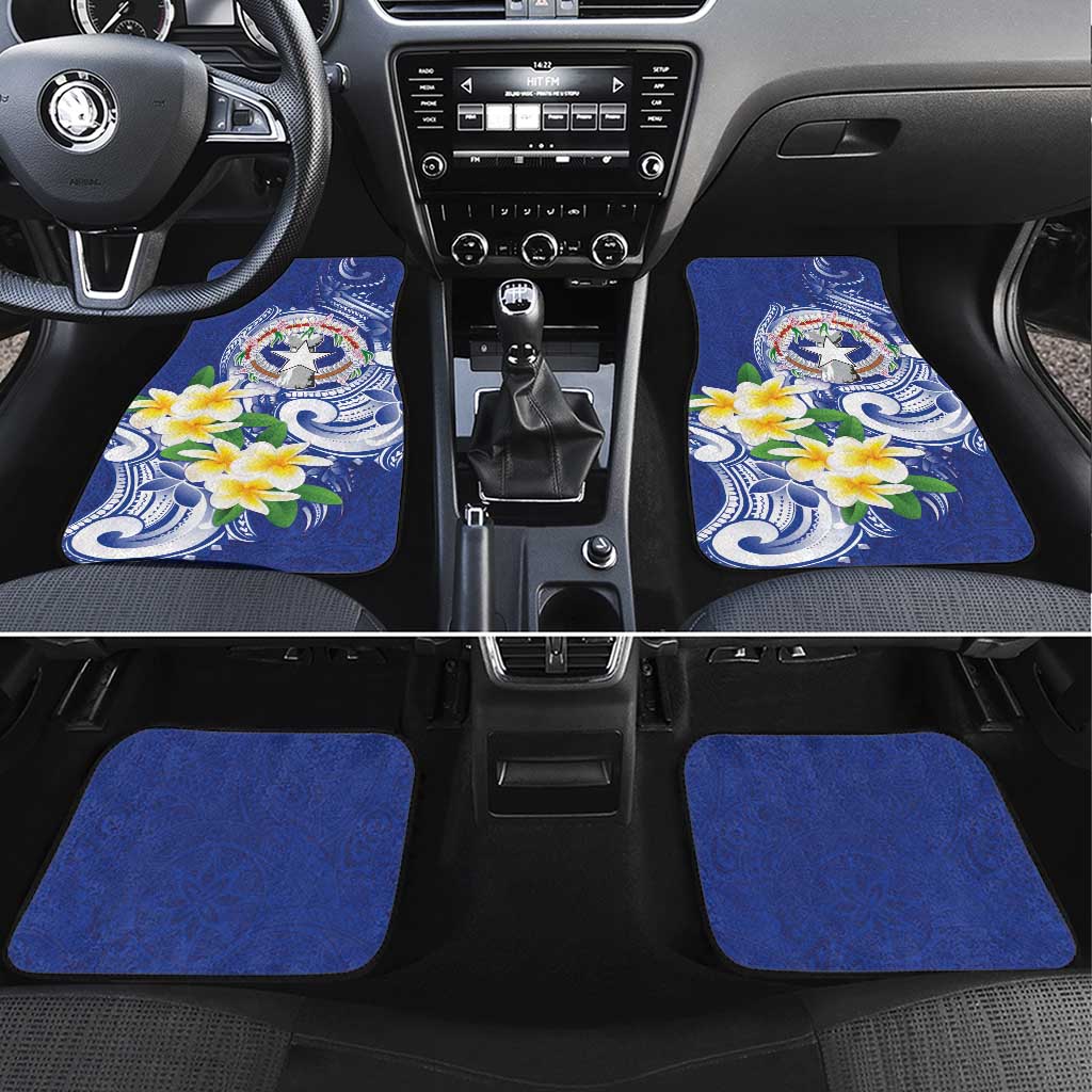 Northern Mariana Islands Car Mats Polynesian Pattern With Frangipani