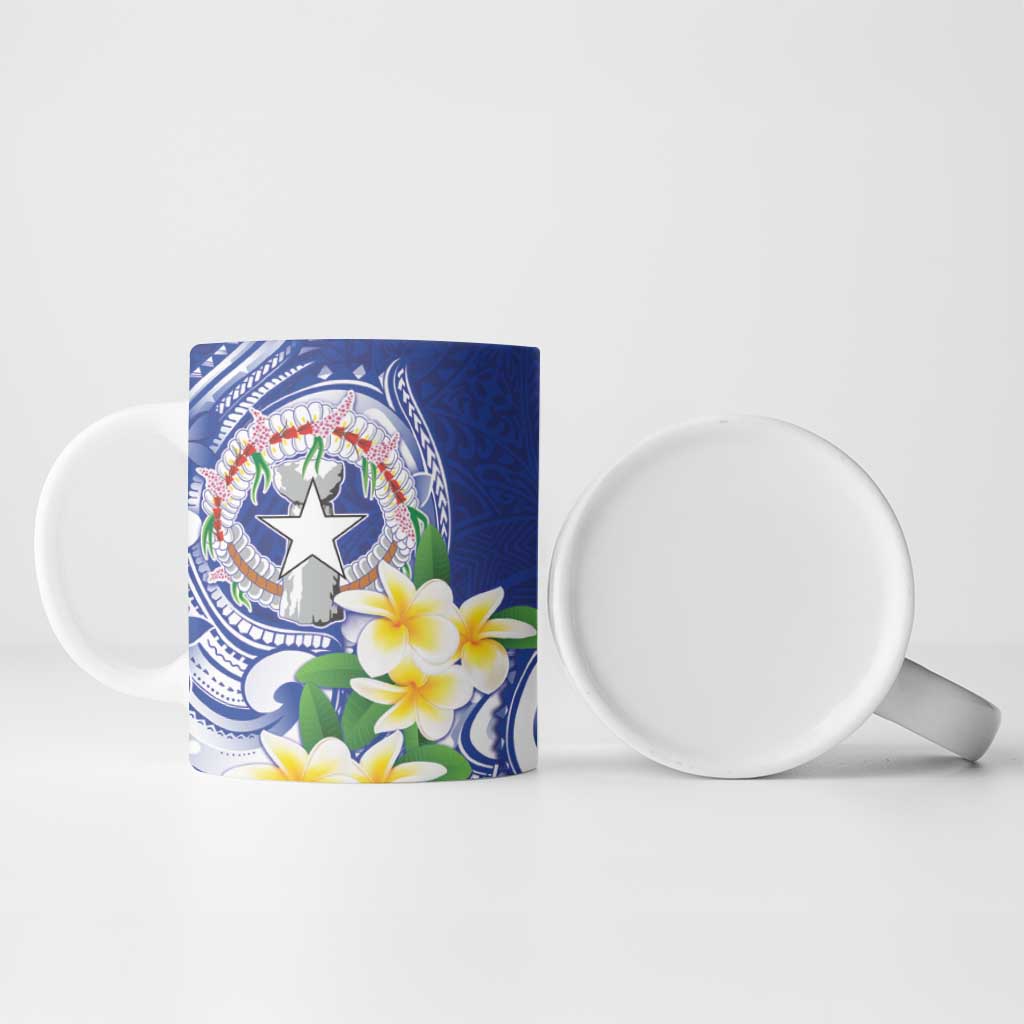 Northern Mariana Islands Ceramic Mug Polynesian Pattern With Frangipani