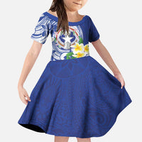 Northern Mariana Islands Family Matching Short Sleeve Bodycon Dress and Hawaiian Shirt Polynesian Pattern With Frangipani