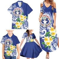 Northern Mariana Islands Family Matching Summer Maxi Dress and Hawaiian Shirt Polynesian Pattern With Frangipani