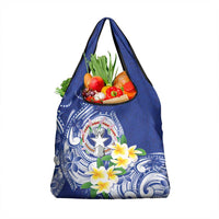 Northern Mariana Islands Grocery Bag Polynesian Pattern With Frangipani