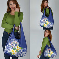 Northern Mariana Islands Grocery Bag Polynesian Pattern With Frangipani