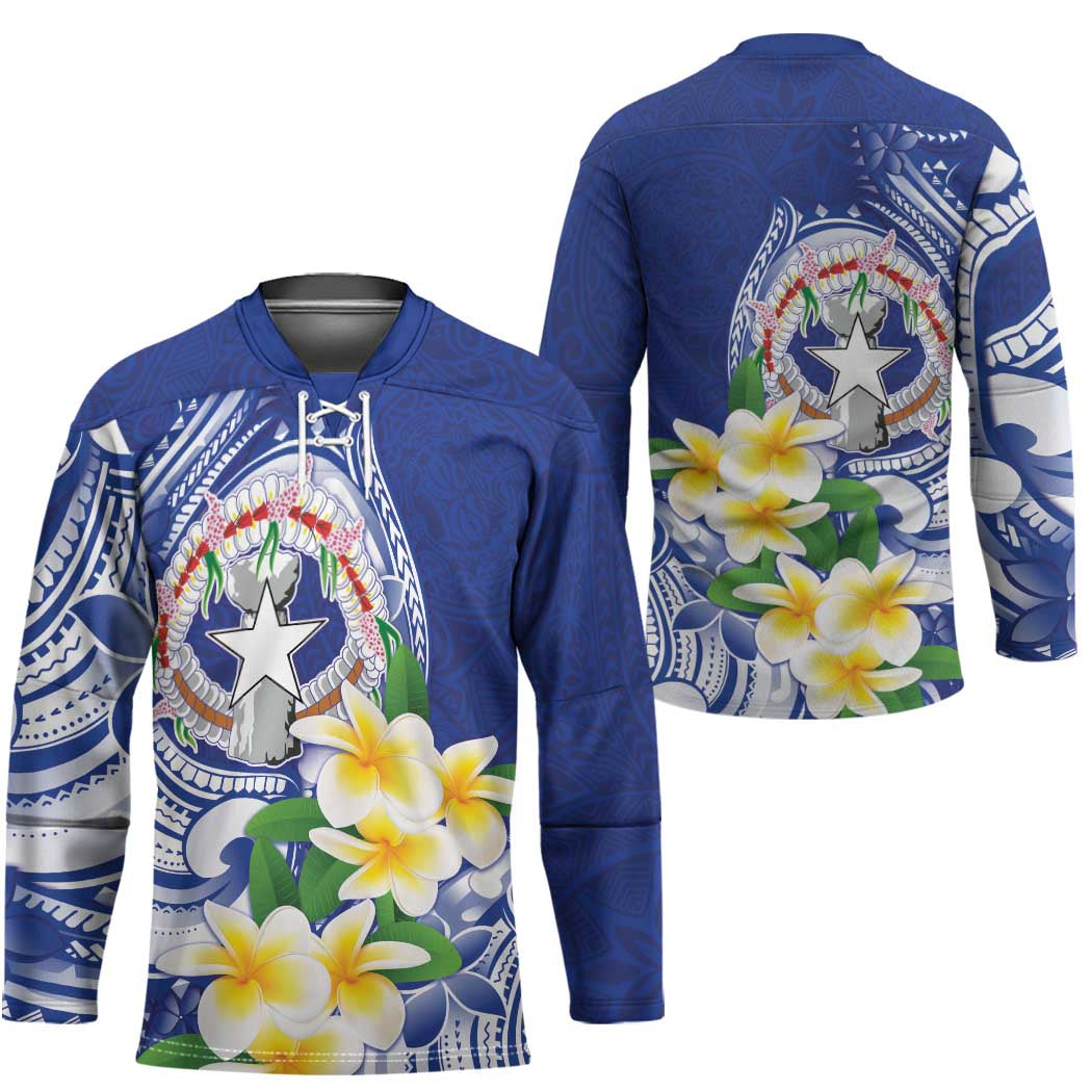 Northern Mariana Islands Hockey Jersey Polynesian Pattern With Frangipani