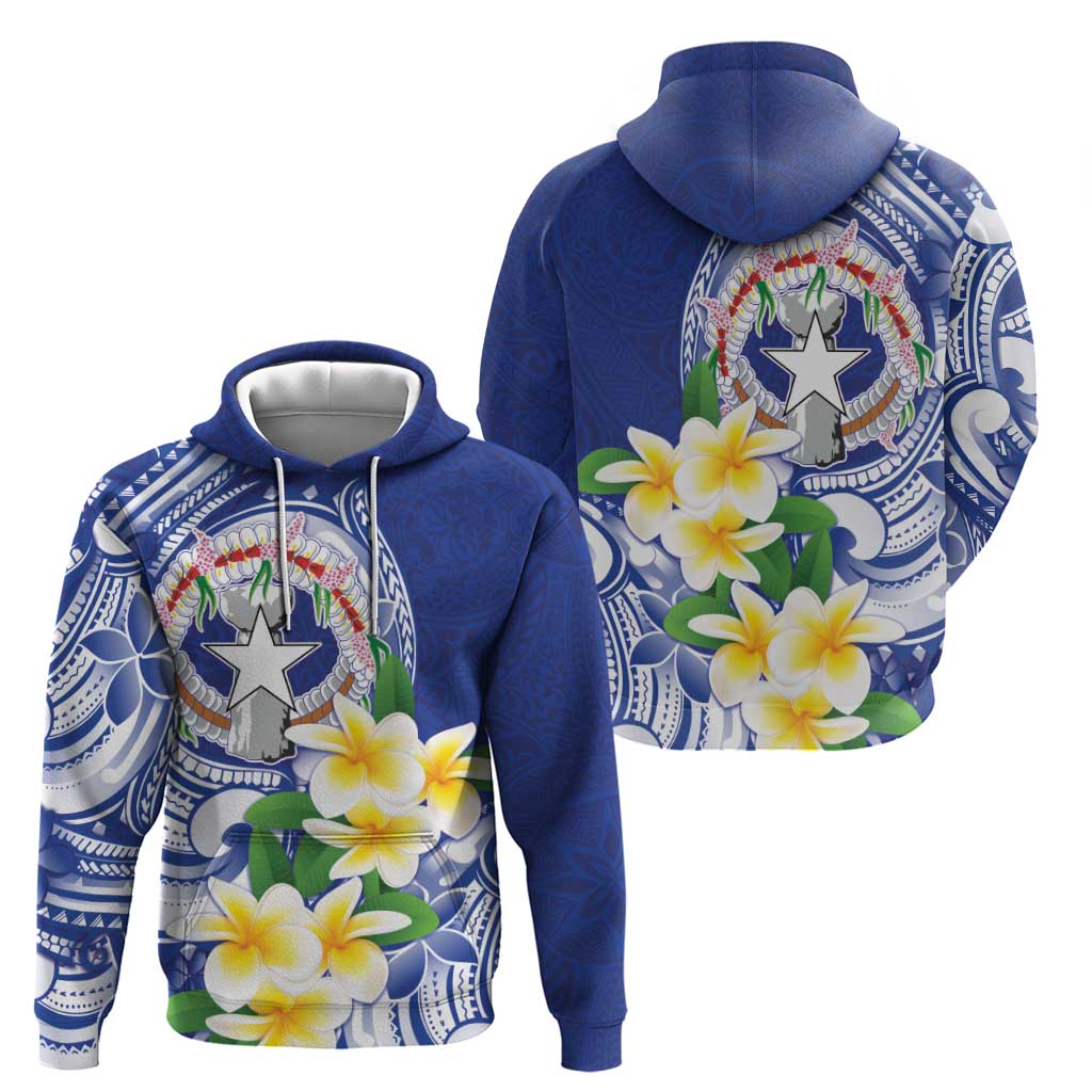 Northern Mariana Islands Hoodie Polynesian Pattern With Frangipani
