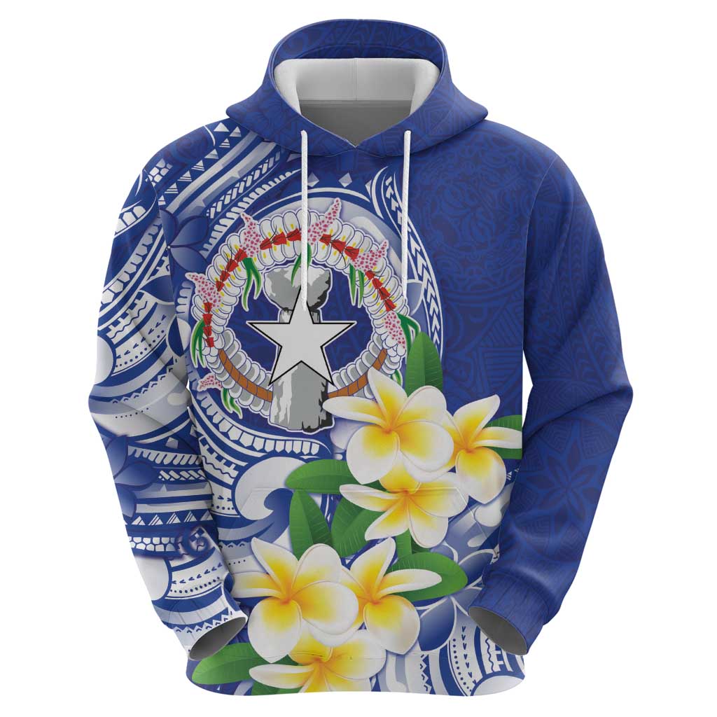 Northern Mariana Islands Hoodie Polynesian Pattern With Frangipani