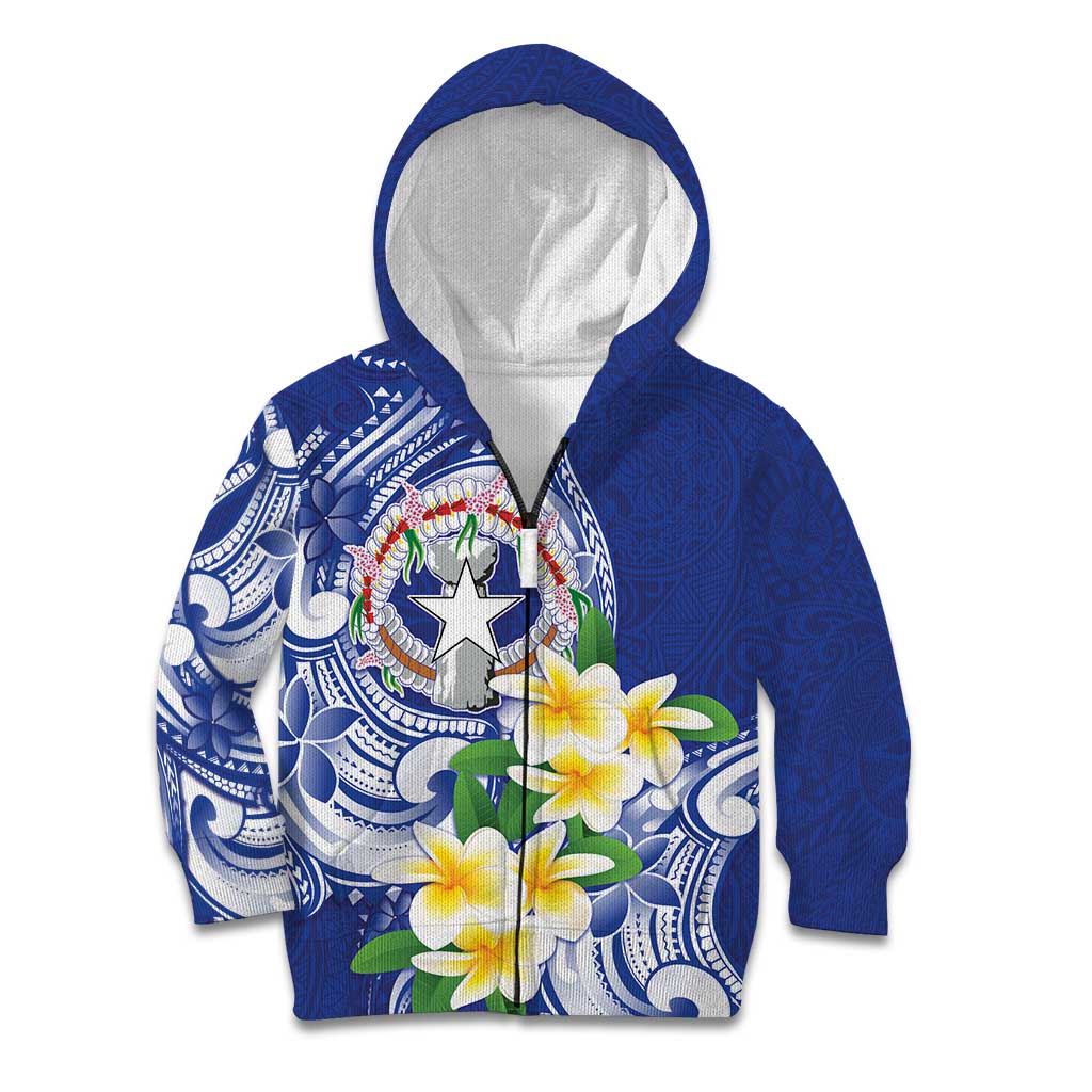 Northern Mariana Islands Kid Hoodie Polynesian Pattern With Frangipani