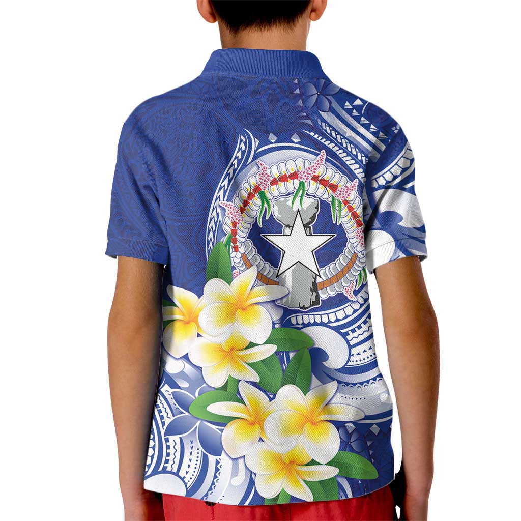 Northern Mariana Islands Kid Polo Shirt Polynesian Pattern With Frangipani