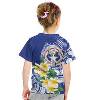 Northern Mariana Islands Kid T Shirt Polynesian Pattern With Frangipani