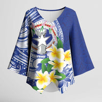 Northern Mariana Islands Kimono Sleeve Blouse Polynesian Pattern With Frangipani