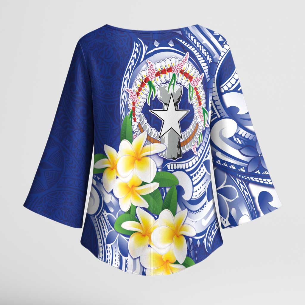 Northern Mariana Islands Kimono Sleeve Blouse Polynesian Pattern With Frangipani