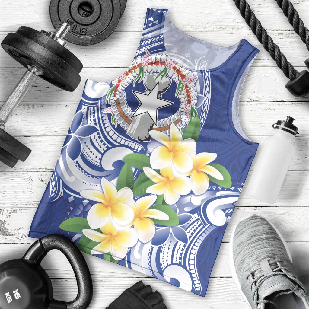 Northern Mariana Islands Men Tank Top Polynesian Pattern With Frangipani