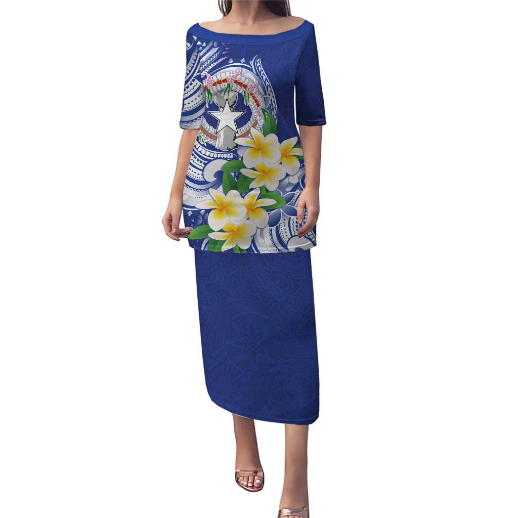 Northern Mariana Islands Puletasi Polynesian Pattern With Frangipani