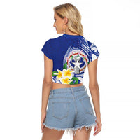 Northern Mariana Islands Raglan Cropped T Shirt Polynesian Pattern With Frangipani