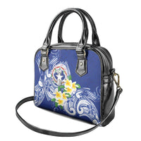 Northern Mariana Islands Shoulder Handbag Polynesian Pattern With Frangipani