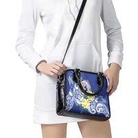 Northern Mariana Islands Shoulder Handbag Polynesian Pattern With Frangipani