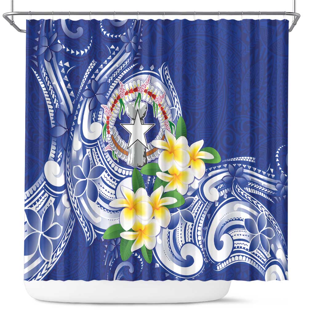 Northern Mariana Islands Shower Curtain Polynesian Pattern With Frangipani